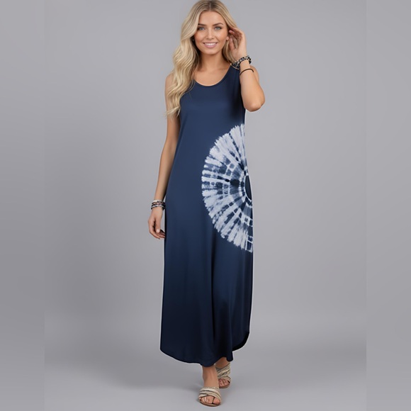 By Design Dresses & Skirts - Blue Tie Dye Sleeveless Dress